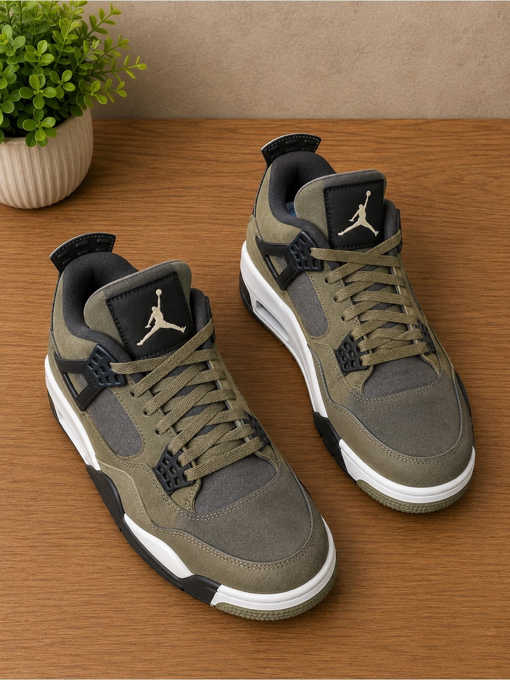 Air Jordan 4 Retro SE Craft Olive Kids Shoes Size 1Y